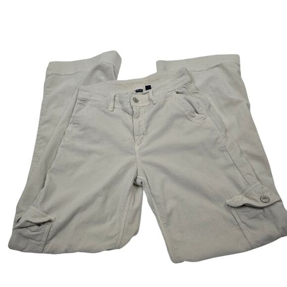 American Eagle Cargo Pants Cream  Carpenter Stretch Pockets Wide Leg Neutral 00 - Picture 1 of 14